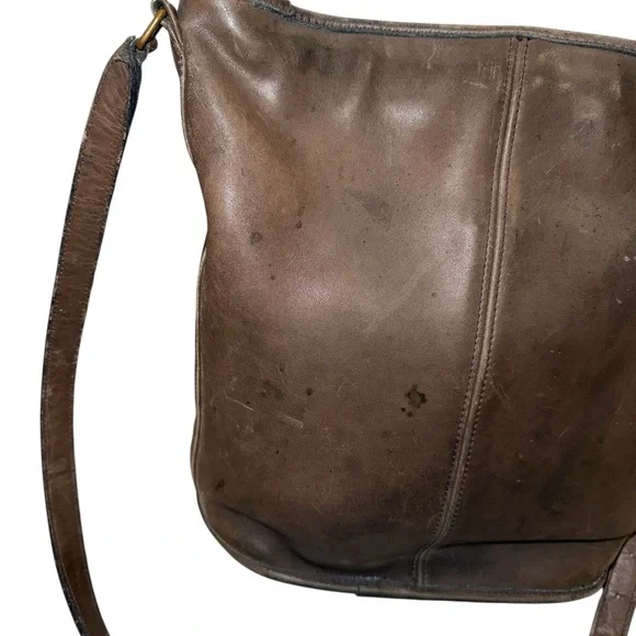 Vintage Coach 70s 80s Navy Bleeker Duffle Sac Zip Up Crossbody Bag Weathered - Picture 7 of 16